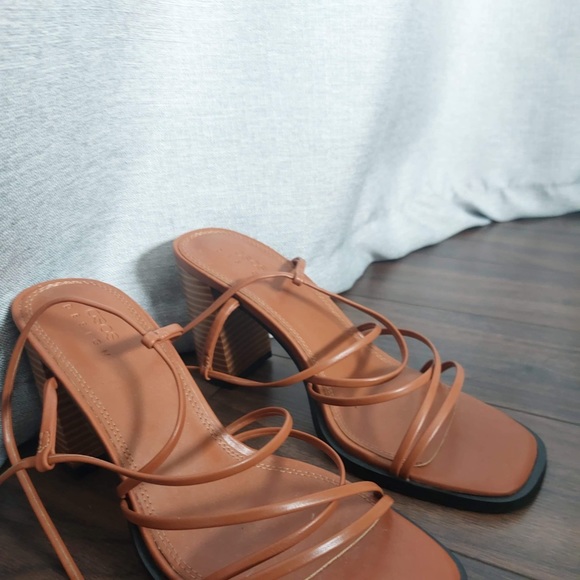 🍋🍊ASOS Waterlily Tie Leg Mid Heeled Sandals In Tan🍋🍊 - Picture 8 of 8